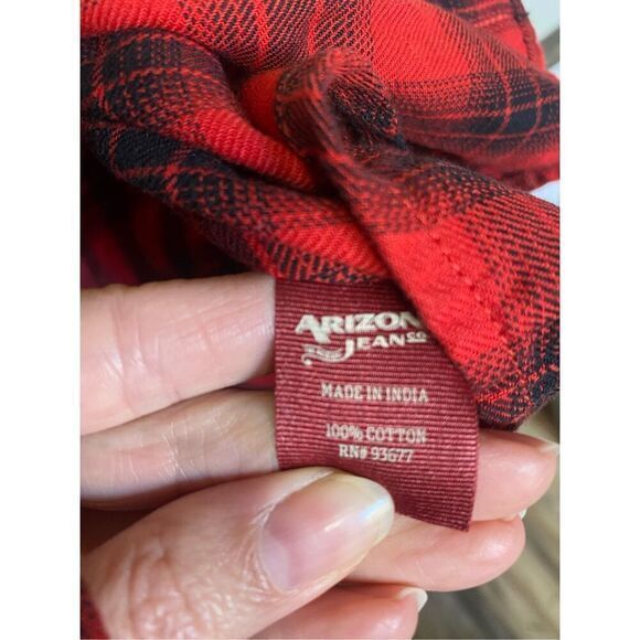 Men’s Arizona Red And Black Plaid Button Down‎ Shirt Size Small - Picture 3 of 6